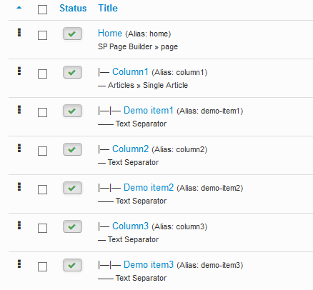 兩列和三列的子菜單