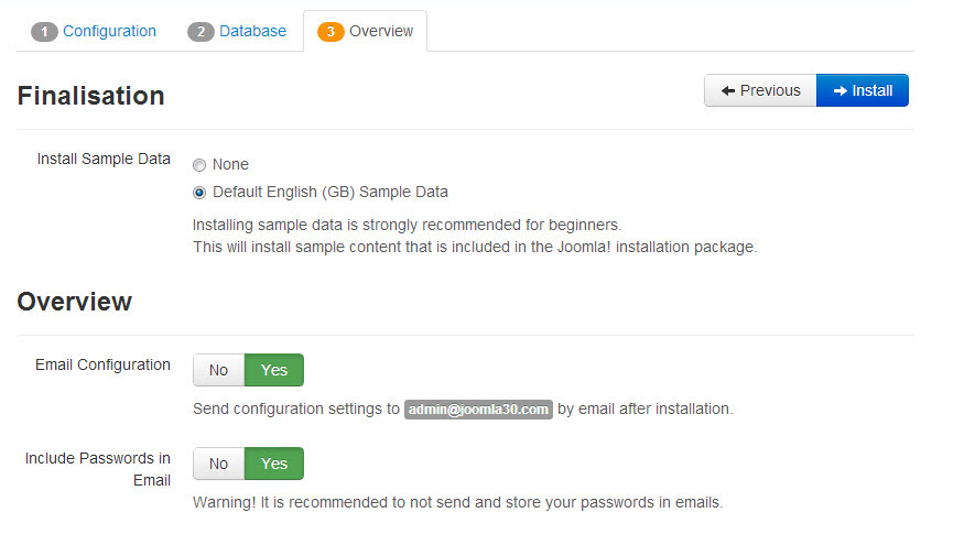 安裝示例數(shù)據(jù)