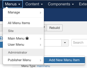 創(chuàng)建新的Joomla管理員菜單鏈接